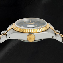 Afbeelding in Gallery-weergave laden, Rolex Datejust 6917 26 mm Blauwe Wijzerplaat met Streepindexen Gekartelde Lunette Tweekleurige Jubilee-armband Horloge

