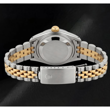 Afbeelding in Gallery-weergave laden, Rolex Datejust 6917 26 mm Blauwe Wijzerplaat met Streepindexen Gekartelde Lunette Tweekleurige Jubilee-armband Horloge
