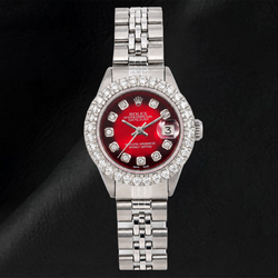 Rolex Datejust 6917 26 mm Rode Diamanten Wijzerplaat Roestvrij Staal Jubilee-armband Horloge