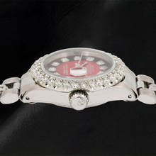 Afbeelding in Gallery-weergave laden, Rolex Datejust 6917 26 mm Rode Diamanten Wijzerplaat Roestvrij Staal Jubilee-armband Horloge
