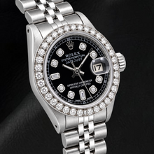 Afbeelding in Gallery-weergave laden, Rolex Datejust 6917 26mm Roestvrij Staal Horloge met Zwarte Diamanten Wijzerplaat
