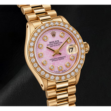 Afbeelding in Gallery-weergave laden, Rolex Datejust 6917 26mm Roze Jubilee Diamanten Wijzerplaat Geelgoud Horloge
