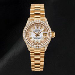 Rolex Datejust 6917 26mm Wit Parelmoer Diamanten Wijzerplaat met Snoer Geelgoud Horloge