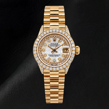Afbeelding in Gallery-weergave laden, Rolex Datejust 6917 26mm Wit Parelmoer Diamanten Wijzerplaat met Snoer Geelgoud Horloge
