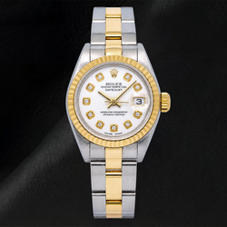 Rolex Datejust 6917 26mm Witte Diamanten Wijzerplaat Tweekleurig Oyster-armband Horloge