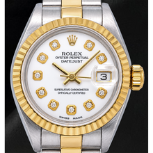 Afbeelding in Gallery-weergave laden, Rolex Datejust 6917 26mm Witte Diamanten Wijzerplaat Tweekleurig Oyster-armband Horloge
