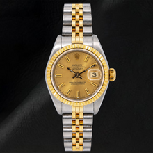 Afbeelding in Gallery-weergave laden, Rolex Datejust 69173 26mm Champagne Wijzerplaat met Streepindexen Tweekleurig Jubilee-armband Horloge
