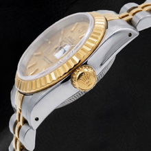 Afbeelding in Gallery-weergave laden, Rolex Datejust 69173 26mm Champagne Wijzerplaat met Streepindexen Tweekleurig Jubilee-armband Horloge
