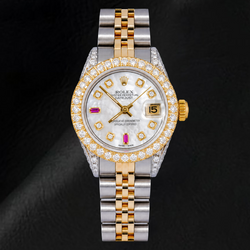 Rolex Datejust 69173 26mm Wit Parelmoer Diamanten Wijzerplaat Tweekleurig Horloge