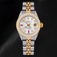 Afbeelding in Gallery-weergave laden, Rolex Datejust 69173 26mm Wit Parelmoer Diamanten Wijzerplaat Tweekleurig Horloge
