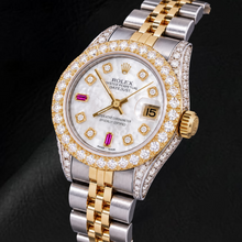 Afbeelding in Gallery-weergave laden, Rolex Datejust 69173 26mm Wit Parelmoer Diamanten Wijzerplaat Tweekleurig Horloge

