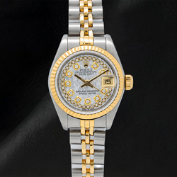 Rolex Datejust 69173 26mm Wit Parelmoer String Diamanten Wijzerplaat Tweekleurig Jubilee-armband Horloge