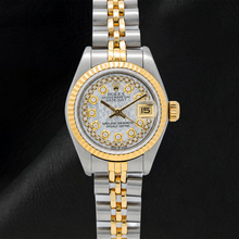 Afbeelding in Gallery-weergave laden, Rolex Datejust 69173 26mm Wit Parelmoer String Diamanten Wijzerplaat Tweekleurig Jubilee-armband Horloge
