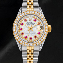 Afbeelding in Gallery-weergave laden, Rolex Datejust 69173 26mm Wit Parelmoer String Diamanten Wijzerplaat Tweekleurig Jubilee-armband Horloge
