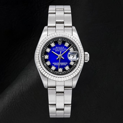 Rolex Datejust 69174 26mm Blauwe Fabrieks Diamanten Wijzerplaat Roestvrij Staal Horloge
