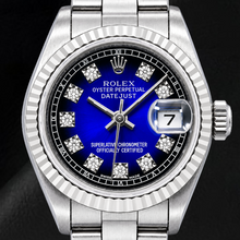 Afbeelding in Gallery-weergave laden, Rolex Datejust 69174 26mm Blauwe Fabrieks Diamanten Wijzerplaat Roestvrij Staal Horloge

