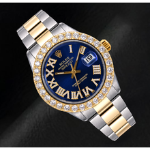 Afbeelding in Gallery-weergave laden, Rolex Datejust II 116333 41mm Blauwe Romeinse Diamanten Wijzerplaat Tweekleurig Horloge
