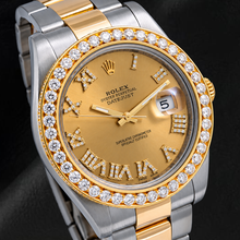 Afbeelding in Gallery-weergave laden, Rolex Datejust II 41mm 116333 Champagne Romeinse Diamanten Wijzerplaat Diamanten Lunette Horloge
