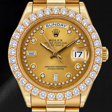 Afbeelding in Gallery-weergave laden, Rolex Day-Date 18038 36mm Champagne String Diamanten Wijzerplaat Geelgoud Horloge

