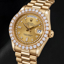 Afbeelding in Gallery-weergave laden, Rolex Day-Date 18038 36mm Champagne String Diamanten Wijzerplaat Geelgoud Horloge
