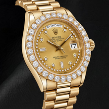 Afbeelding in Gallery-weergave laden, Rolex Day-Date 18038 36mm Champagne String Diamanten Wijzerplaat Geelgoud Horloge
