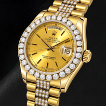 Afbeelding in Gallery-weergave laden, Rolex Day-Date 18078 36mm Champagne Wijzerplaat met Streepindexen Geelgoud Horloge

