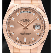 Afbeelding in Gallery-weergave laden, Rolex Day Date II 218235 41mm Zalmkleurige Diamanten Wijzerplaat Roségoud Horloge
