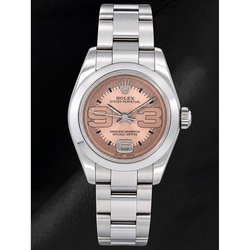 Rolex Oyster Perpetual 176200 26mm Zalmkleurige Arabische Wijzerplaat Roestvrij Staal Horloge