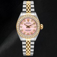 Afbeelding in Gallery-weergave laden, Rolex Oyster Perpetual 67193 26mm Roze Diamanten Wijzerplaat Tweekleurig Jubilee-armband
