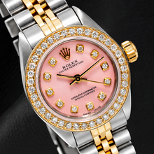 Afbeelding in Gallery-weergave laden, Rolex Oyster Perpetual 67193 26mm Roze Diamanten Wijzerplaat Tweekleurig Jubilee-armband
