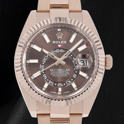 Rolex Sky-Dweller 326935 42mm Chocoladebruine Wijzerplaat met Streepindexen Roségoud Horloge