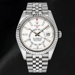 Rolex Sky-Dweller 336934 42mm Roestvrij Staal Horloge met Witte Lichtgevende Wijzerplaat