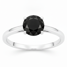 Afbeelding in Gallery-weergave laden, Zwarte diamant New York 3,5 karaat echte ronde solitaire kathedraalring 14K Witgoud
