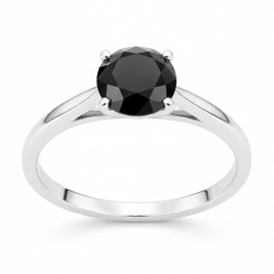 Zwarte diamant New York 3,5 karaat echte ronde solitaire kathedraalring 14K Witgoud