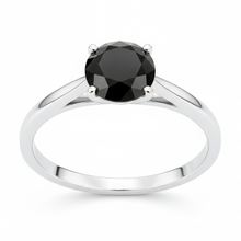 Afbeelding in Gallery-weergave laden, Zwarte diamant New York 3,5 karaat echte ronde solitaire kathedraalring 14K Witgoud
