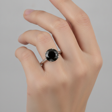Afbeelding in Gallery-weergave laden, Zwarte Diamant Trouwring 5 Karaat Echte Ronde Solitair 14k Witgoud
