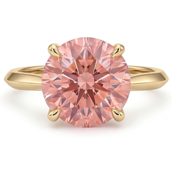 Padparadscha saffier ring 4 karaat labgekweekt ronde solitair 14K geelgoud