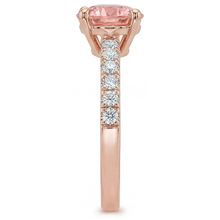 Afbeelding in Gallery-weergave laden, Padparadscha Verlovingsring 1,8 Karaat Echte Ronde Saffier Pavé 14k Roségoud
