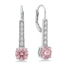 Afbeelding in Gallery-weergave laden, Roze diamanten oorbellen 2,5 karaat labgekweekt rond met klapsluiting 14K Witgoud
