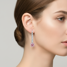 Afbeelding in Gallery-weergave laden, Roze diamanten oorbellen 2,5 karaat labgekweekt rond met klapsluiting 14K Witgoud
