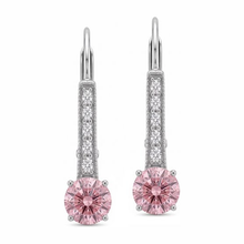 Afbeelding in Gallery-weergave laden, Roze diamanten oorbellen 2,5 karaat labgekweekt rond met klapsluiting 14K Witgoud
