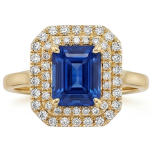 Afbeelding in Gallery-weergave laden, Royal Blue Saffier Edelsteen Ring 4-karaat 14K Geelgoud – hoofdaanzicht
