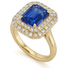 Afbeelding in Gallery-weergave laden, Royal Blue Saffier Edelsteen Ring 4 karaat 14K Geelgoud – vooraanzicht
