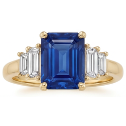 Royal Blue Saffier Smaragd Slijpvorm Gekleurde Steen Ring 4
