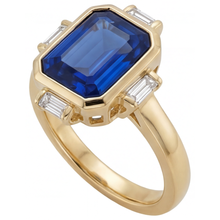 Afbeelding in Gallery-weergave laden, Royal Blue Saffier Sieraadsteen Ring – zijaanzicht
