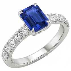 smaragd solitaire accenten ring blauwe saffier en Natuurlijke echte diamant ( niet in het laboratorium gekweekt ) 4,25 karaat
