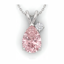 Afbeelding in Gallery-weergave laden, Labgekweekte roze diamanten halsketting 3,5 karaat peervormige bypass-hanger 14K witgoud
