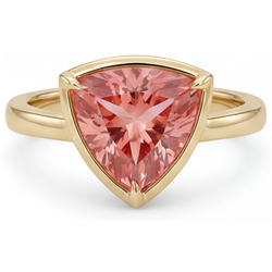 Natuurlijke Padparadscha Saffier Ring 2,5 Karaat Trilliant Solitair 14K Geelgoud