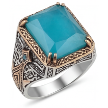 Afbeelding in Gallery-weergave laden, Turquoise Halo Ring – hoofdaanzicht
