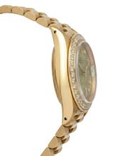 Afbeelding in Gallery-weergave laden, voorzitter Champagne diamanten wijzerplaat Rand Rolex horloge Datumjust geel goud
